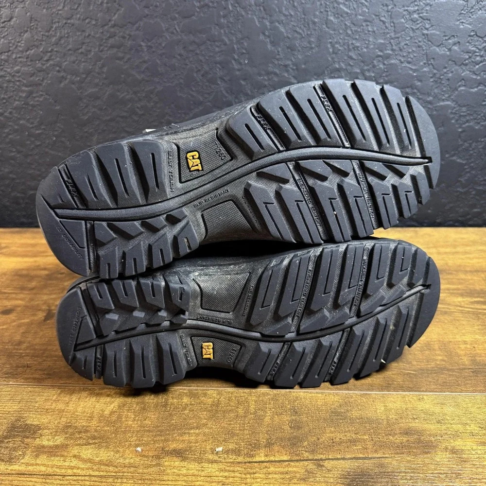 Caterpillar Fairbanks P90936‎ Black Leather Steel Toe Work Boots Mens 8